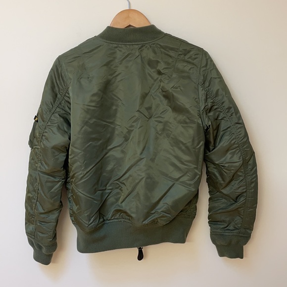 Alpha Industries MA-1 Slim Fit Flight Jacket Sage Green Reversible to Orange - Picture 8 of 11